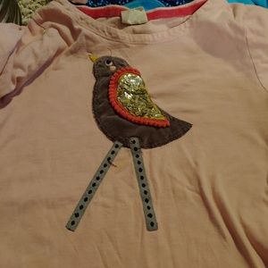 Mini Boden pink bird shirt 9-10